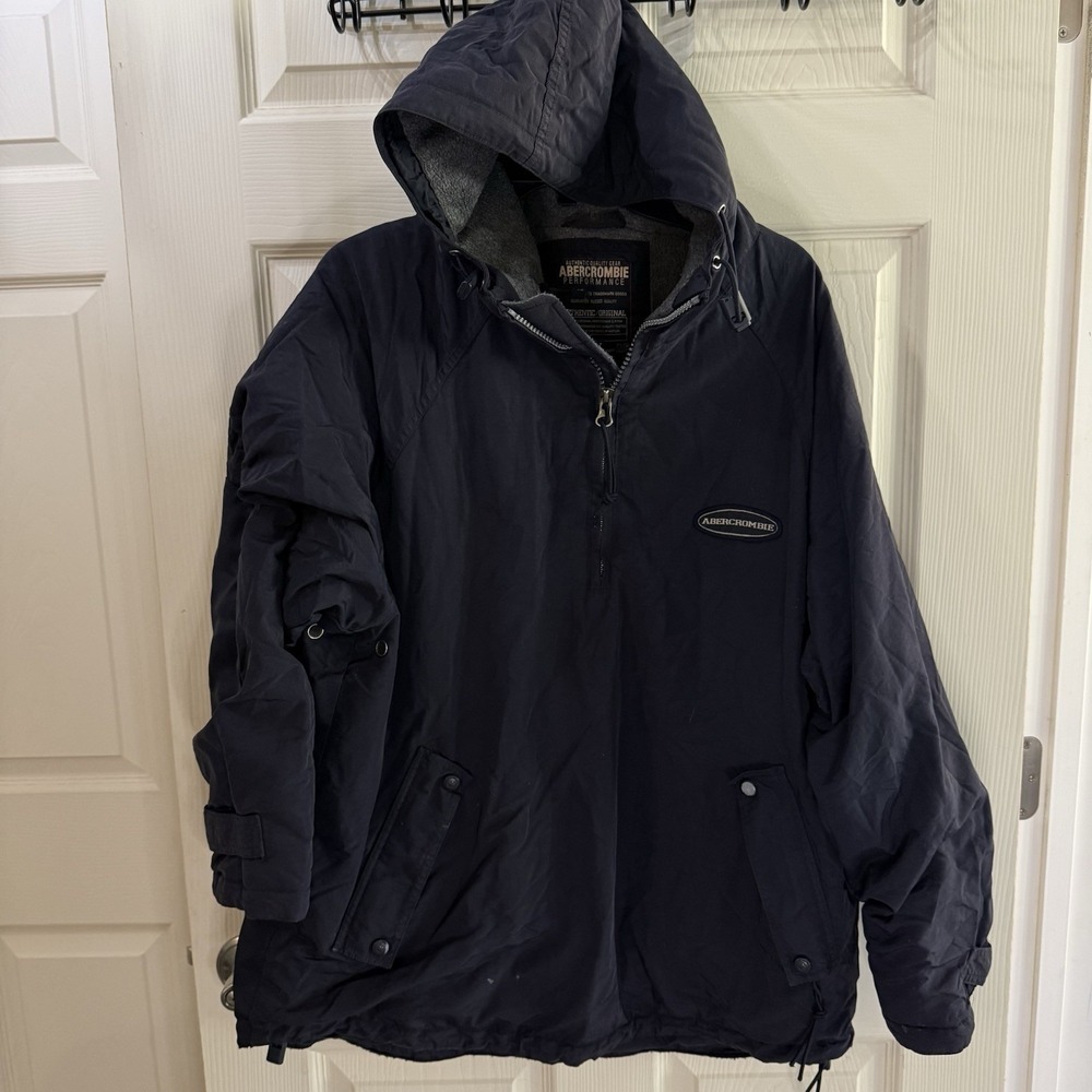 Vtg Abercrombie‎ & Fitch Performance Jacket Mens S Navy Winter Coat RN75654 Logo